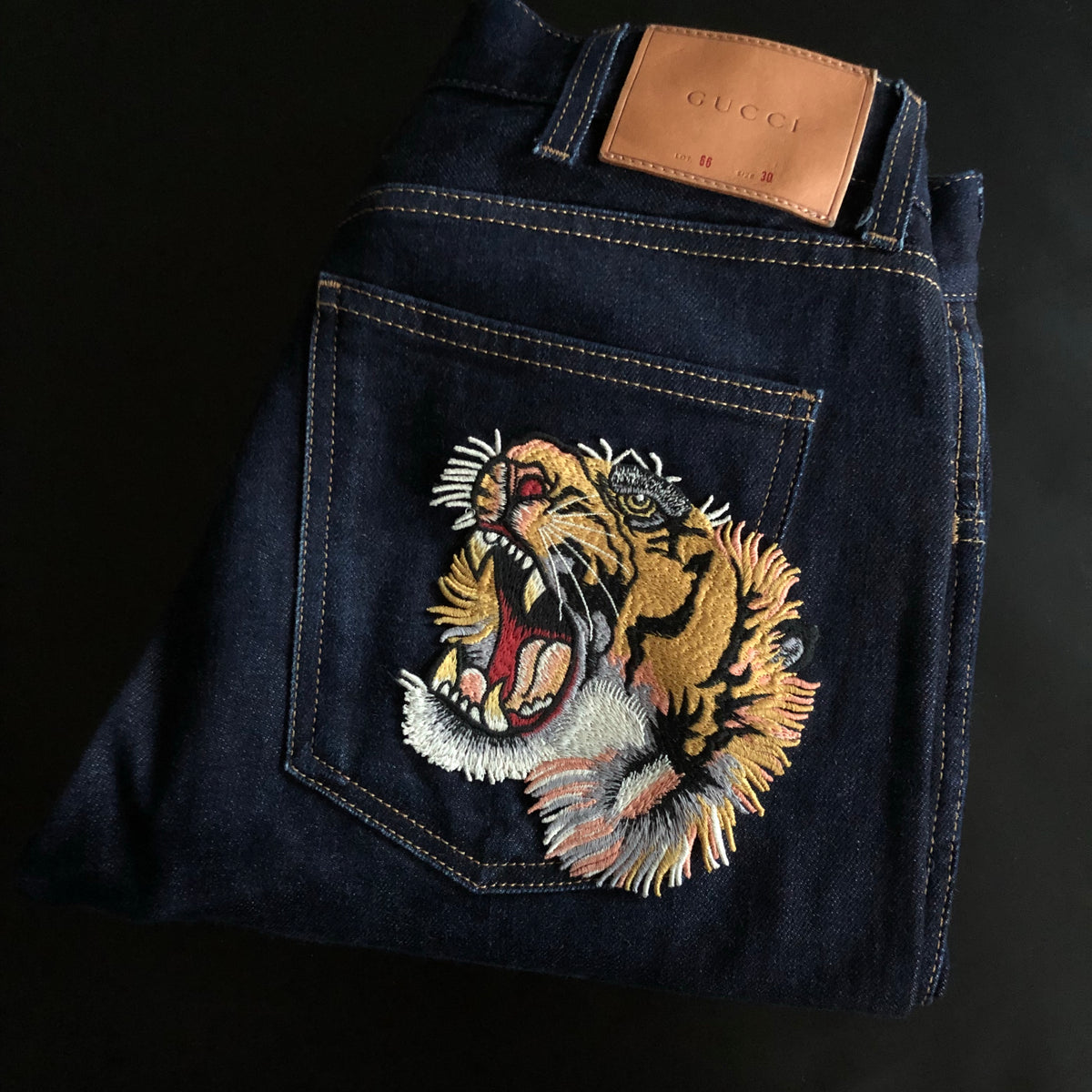 Gucci Tiger Denim Pant BackDrop-Store